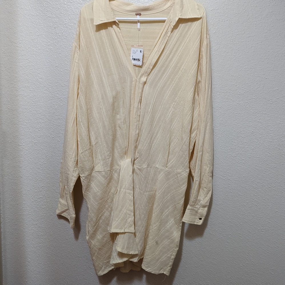 Free People Cream Button-Front Mini Dress - Picture 8 of 8